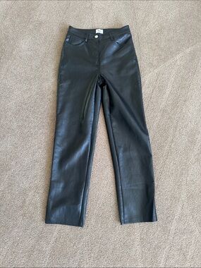 Wilfred Black Straight-Leg Faux Leather Jeans - Size 2
